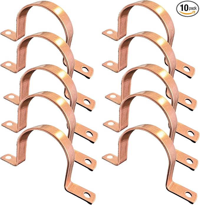 EZ-FLUID 1/2" Genuine Real Copper Pipe Strap Clamp Hanger by EZ-FLUIDPlumbingProducts