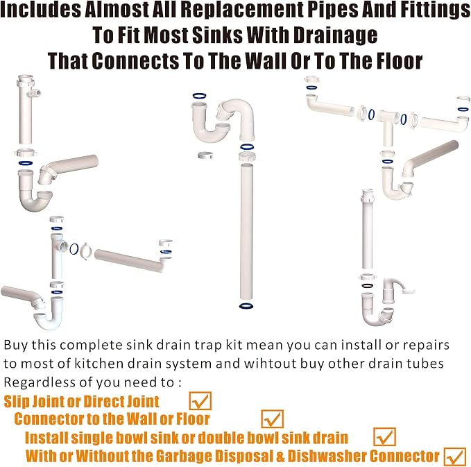 Kitchen Sink Drain Kit, for Most Kitchen Sink Drain Repair Kit and Bathroom - Image 3
