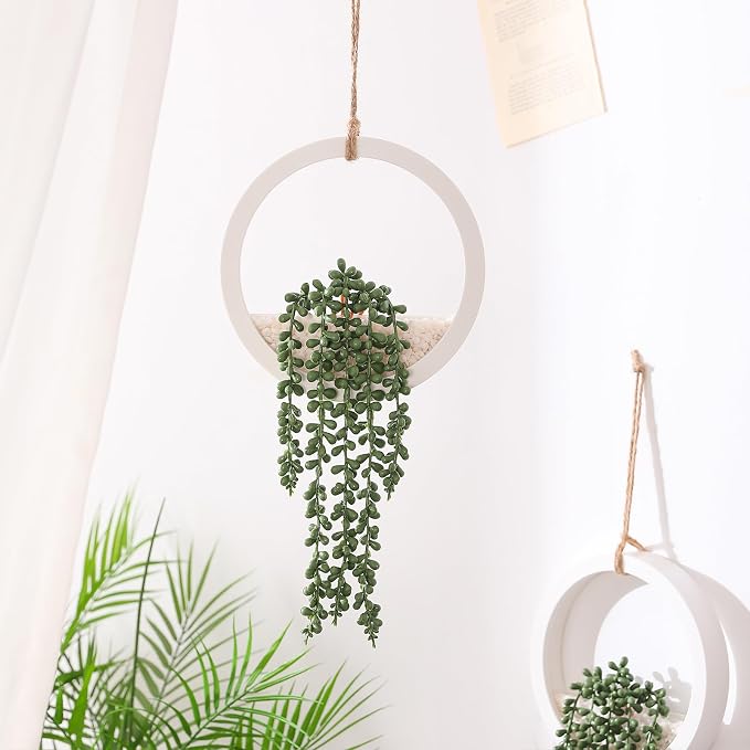 Boho Wall Decor, Indoor Hanging Planter Greenery Decor, Faux Succulent Wall - Image 8