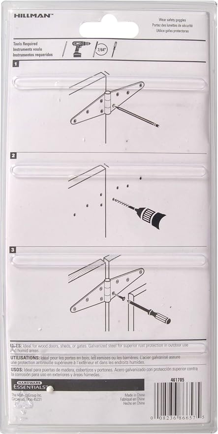 Hillman Galvanized Steel Heavy-Duty Strap Hinges - Image 3