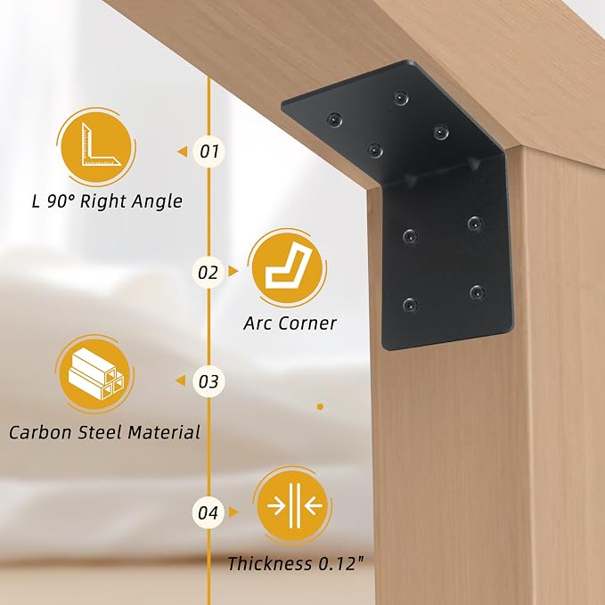 6-Pack 4"x4"x3-1/8 Heavy Duty Steel Corner Bracket, L Right Angle Bracket | - Image 3