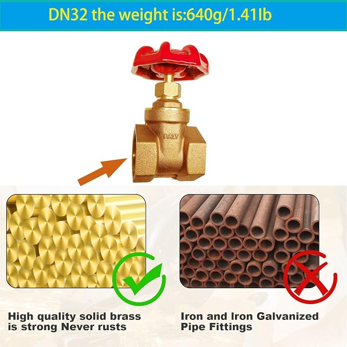 NPT 1-1/4” Brass Gate Valve DN32 | Rotary Globe Valve - Image 5