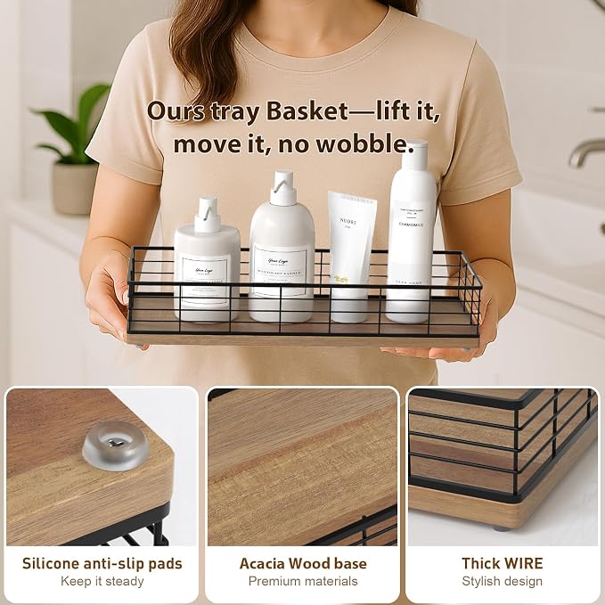 Toilet Paper Storage Basket, Narrow Bathroom Countertop Organizer - Image 5