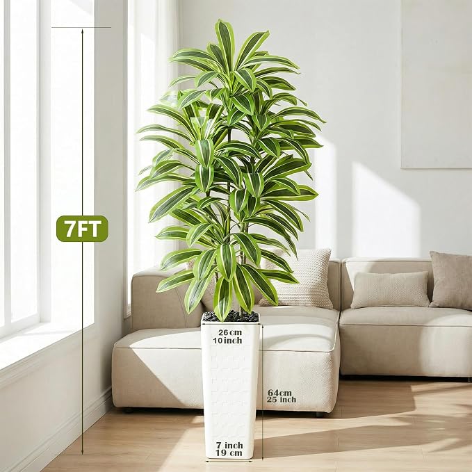 Artificial Yellow Dracaena Tree Indoor, 7FT Tall Fake Floor Plants - Image 4