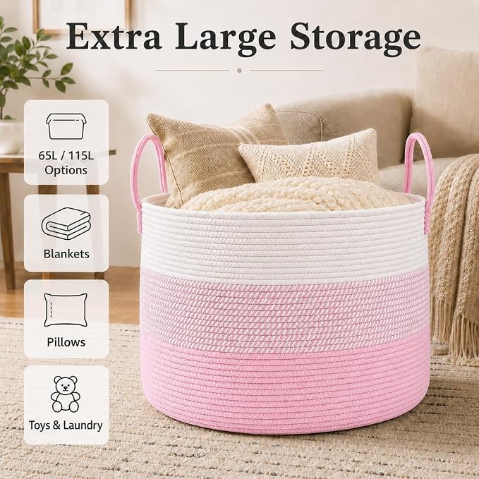 JMvicyroam 65L Extra Large Blanket Basket - Image 2