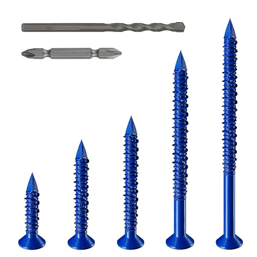 Wensilon 49 PCS) 1/4"" Concrete Screw Anchor Kit Blue Flat Head - Image 6