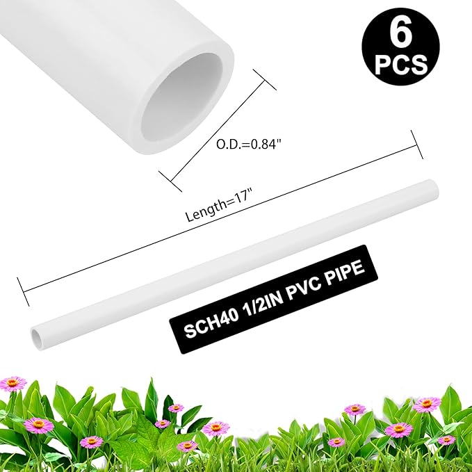 6Pcs 1/2 Inch PVC Pipe 17" Long Sch40 Industrial Pipes - Image 3