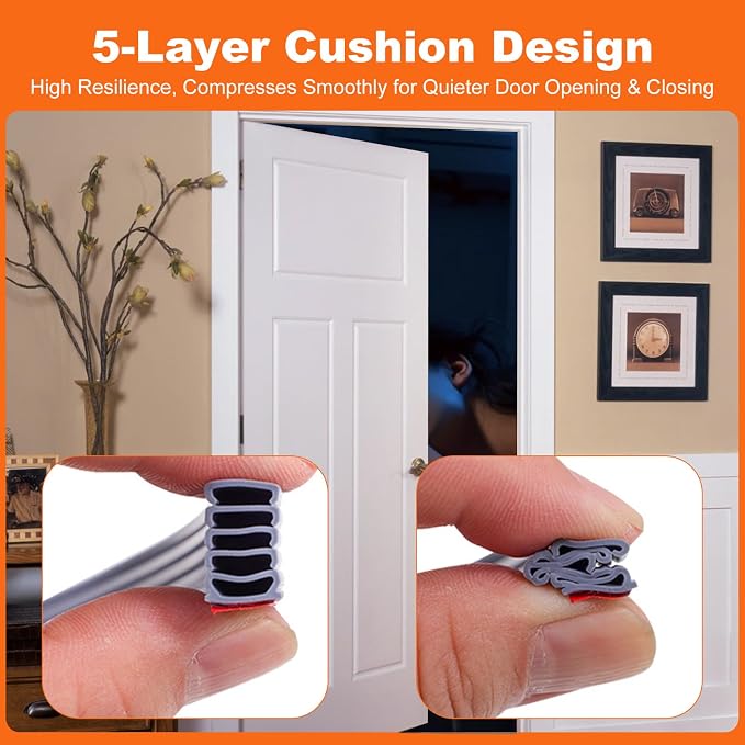 5-Layer Self-Adhesive Weather Stripping Door Seal, Soundproof Draft Stopper - Image 7