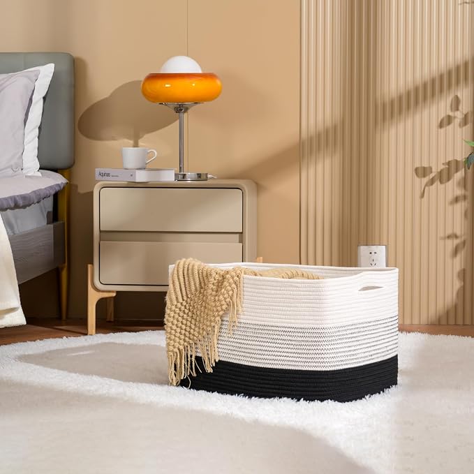 ICERZCZ Large Blanket Basket Living Room, Rectangle Toy Storage Basket - Image 2
