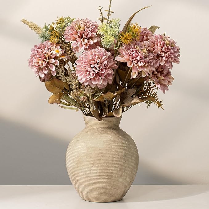 7.48 Inch Vintage Ceramic Flower Vase, Rustic Farmhouse Vase by BLLOOO