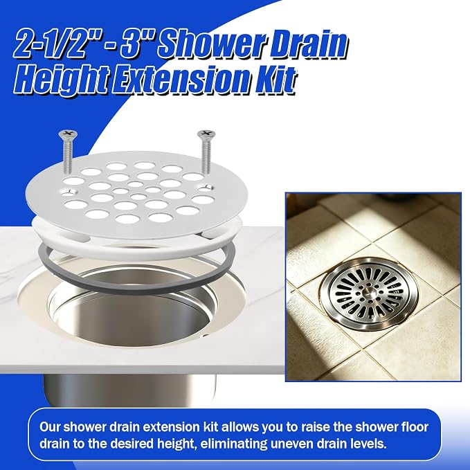 2-1/2“–3” Strainers Shower Drain Height Extension Kit, Screw Hole Spacing: - Image 5