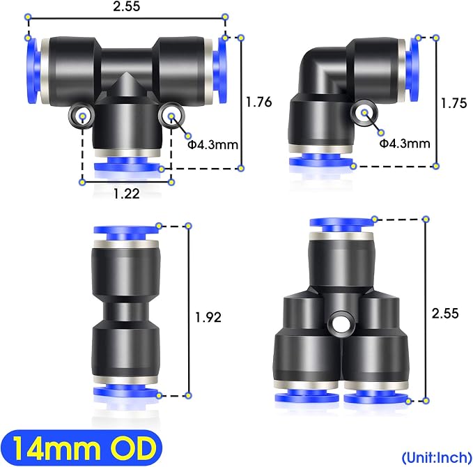 TAILONZ PNEUMATIC 14mm od Push to Connect Fittings Pneumatic Fittings Kit 2 - Image 2