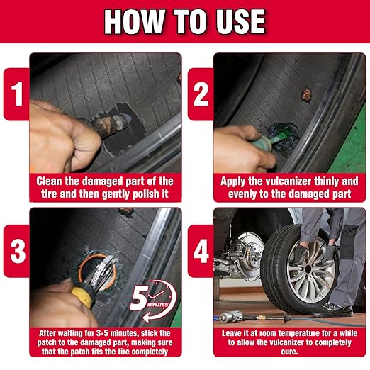 Chemical Vulcanizing Cement, Waterproof Tire Repair Glue 8.5 FL.Oz, Fast Drying - Image 5