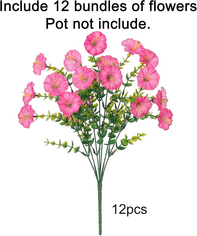 Artificial Flowers for Outdoors Fake Plants Outside Decoration, 12 Bundles Silk - Image 4
