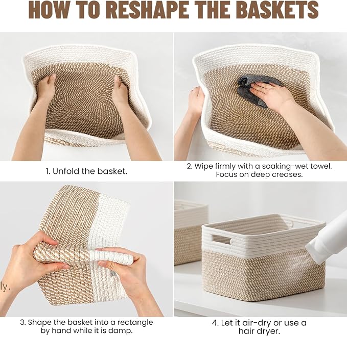 5 Pack Woven Storage Baskets, Decorative Storage Bins - Image 6