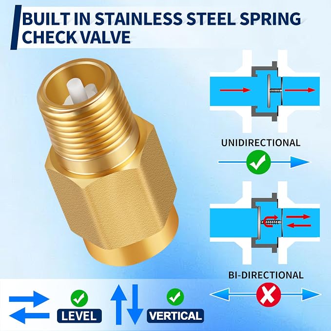 RV Water Heater Backflow Preventer, 1/2" NPT Male to Female Thread Hot Water - Image 6