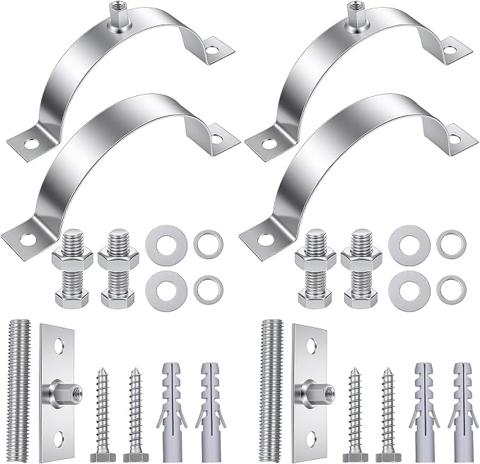 2 Pcs Heavy Duty Adjustable Pipe Bracket, 6 Inch Split Ring Pipe Hanger Clamp - Image 4