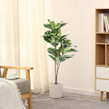 FLOWORLD Artificial Rubber Tree Plant 43in Tall Faux Ficus Tree Potted Fake by Home