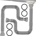 Sink Drain Pipe Kit, 2 Pack Flexible Drain Pipe P Trap, 12.79"-35.03" Flexible by Rackickyer