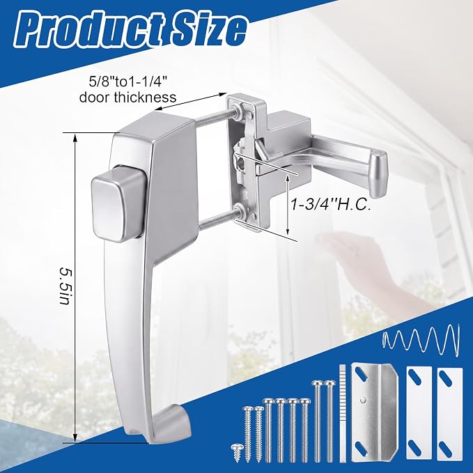 Novabright 2 Set Storm and Screen Door Handle Replacement Push Button Latch | - Image 2
