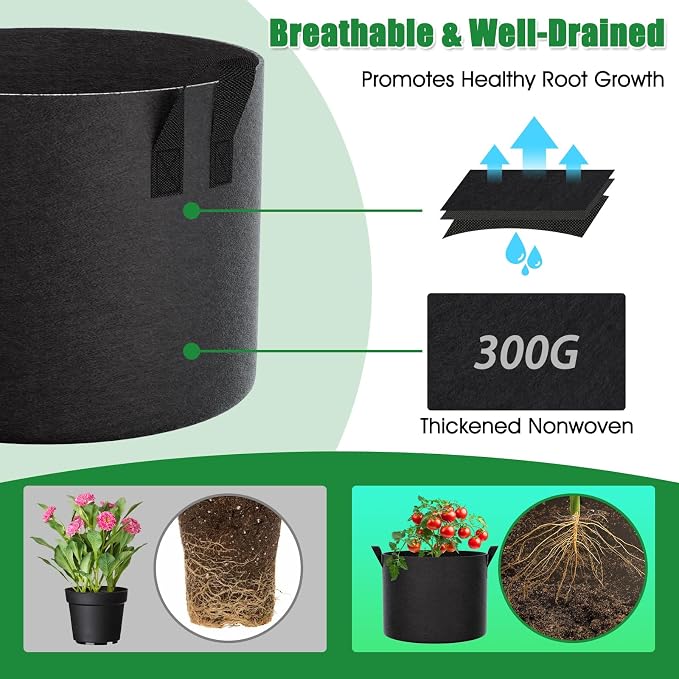 20 Gallon Plant Grow Bags 4 Pack 300G Fabric Pots - Image 3