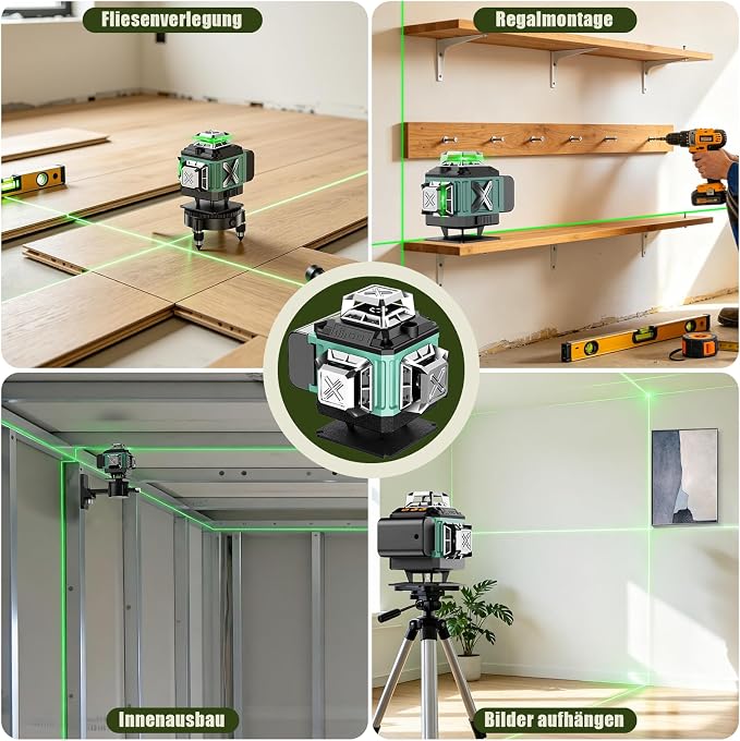 16 Lines Laser 360 Level Self Leveling, 130Ft 4x360° Green Cross Line laser - Image 5