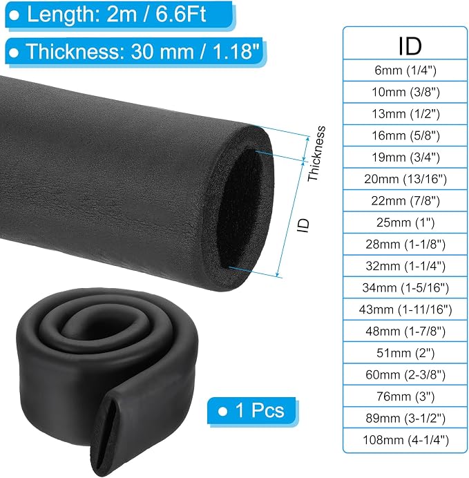 PATIKIL 2-3/8" ID x 6.6Ft Pipe Insulation Foam Tube, Pipe Cover Wrap Roll Bar - Image 2