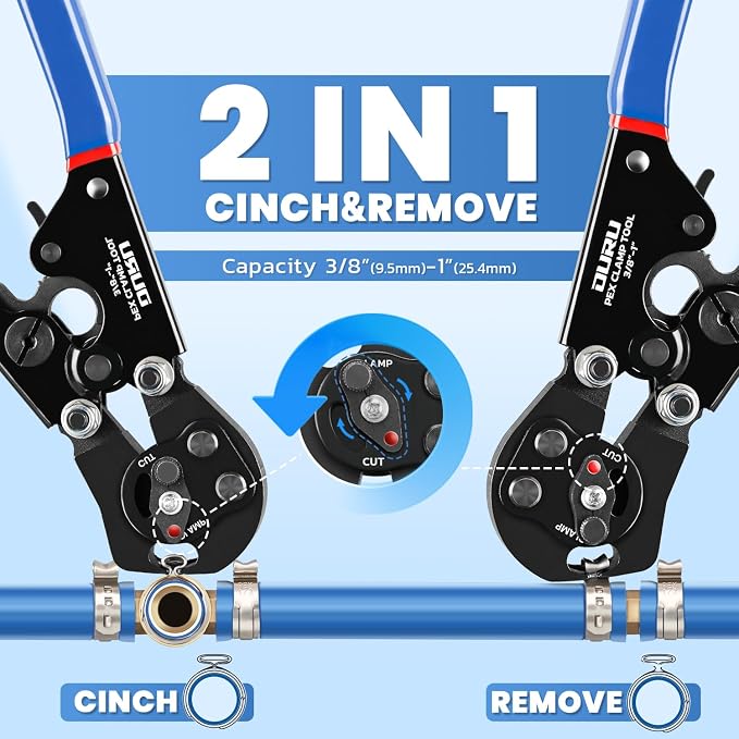 OURU PEX Crimping Tool, Cinch & Remove Combo Function PEX crimper, 3/8" to 1" | - Image 2
