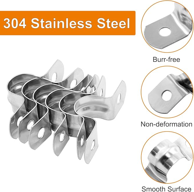 Biaungdo M12 1/2" Rigid Pipe Strap, Stainless Steel, U Bracket Pipe Clamps - Image 5
