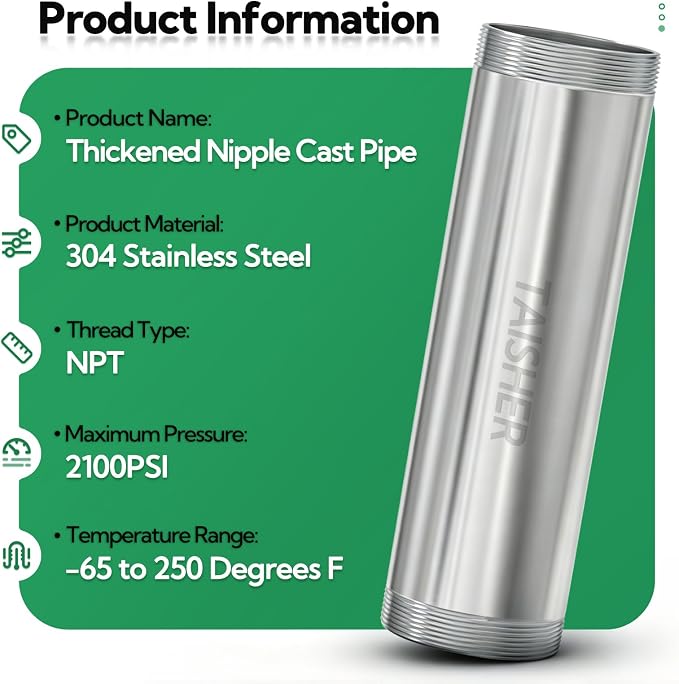1pcs Thickened Nipple Cast Pipe 2" NPT Male - Image 3