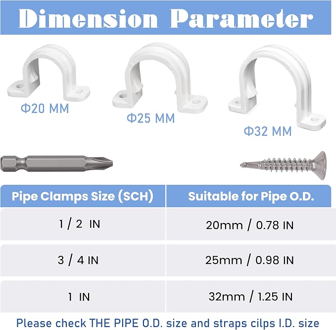 40 Set PVC conduit pipe strap clamps Φ25 MM - Image 3