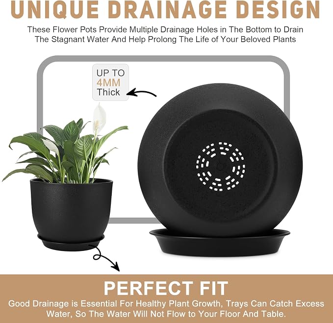 YNNICO Plant Pots 12/10/9 inch Set of 3, Flower Pots - Image 3