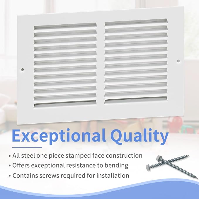 Howeall 10"W x 6"H Steel Return Air Grille, Air Return Vent Cover - Image 2