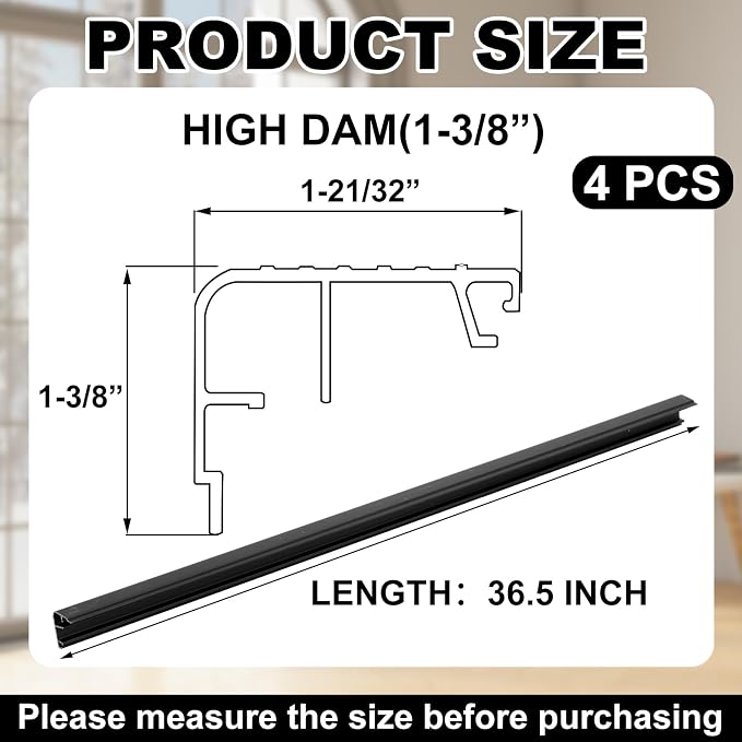 4 Pcs 36" L Fixed Vinyl Sill Threshold Cap 1-3/8 Inches High, Exterior Door - Image 2