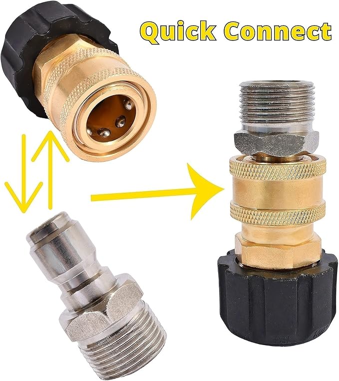 Pressure Washer Adapter Set, M22 to 3/8'' inch Quick Connect Kit - Image 4