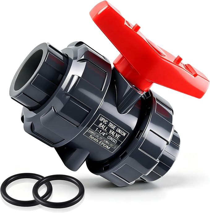 PVC Union Ball Valve, 1-1/4" Inch True Union Full Flow Ball Valve by Boltigen