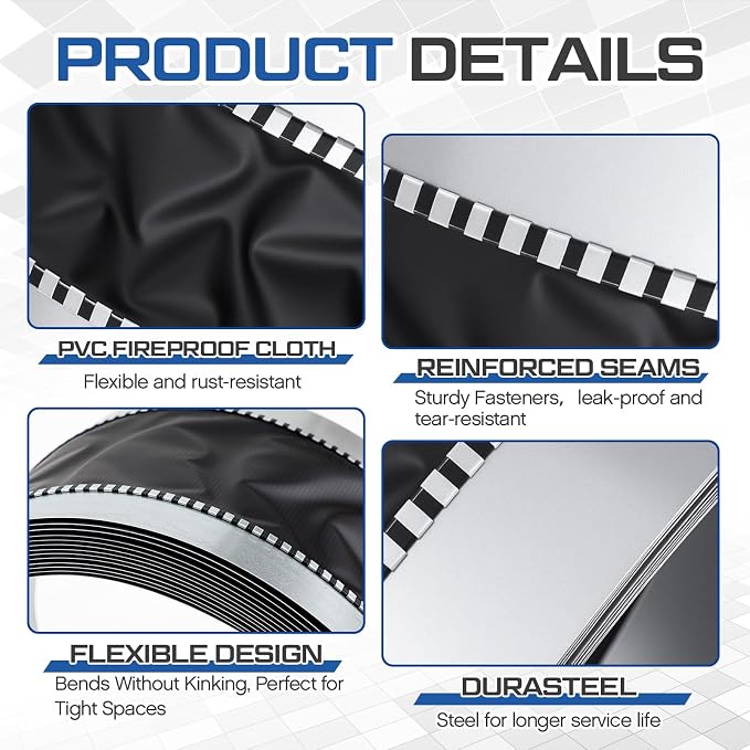 Zonon 9-1/2 x 50 ft Vinyl Flexible Duct Connector Canvas Duct Connector Roll - Image 3