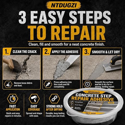 Concrete Step Repair Adhesive Crack Filler Cement Patch Sealer - Image 5