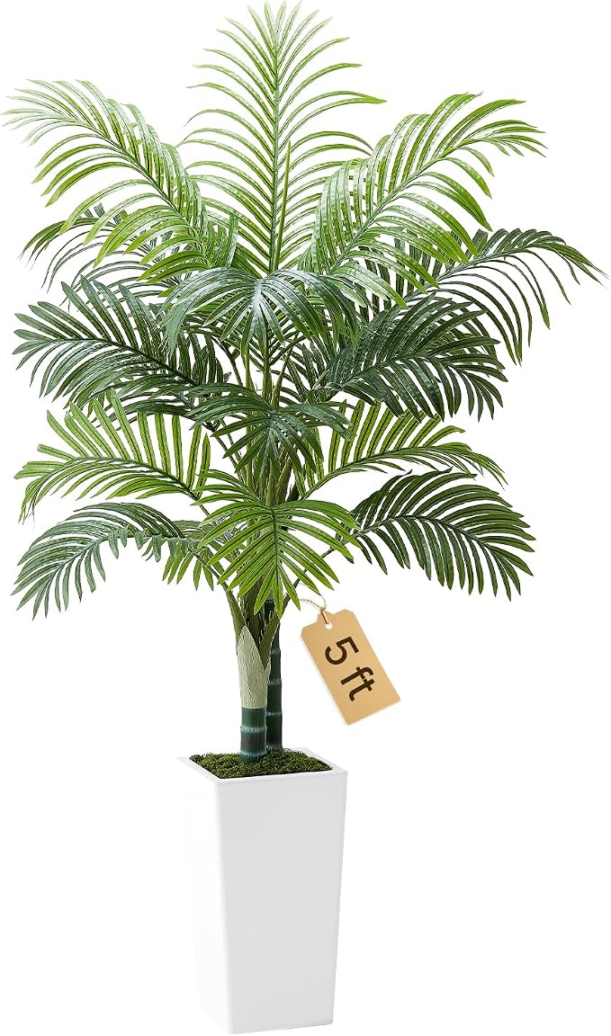 VEVOR Artificial Areca Palm Tree 5 ft, Fake Palm Tropical Plants by VEVOR