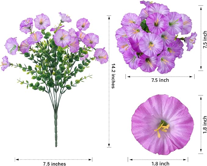 Artificial Flowers for Outdoors Fake Plants Outside Decoration, 12 Bundles Silk - Image 7