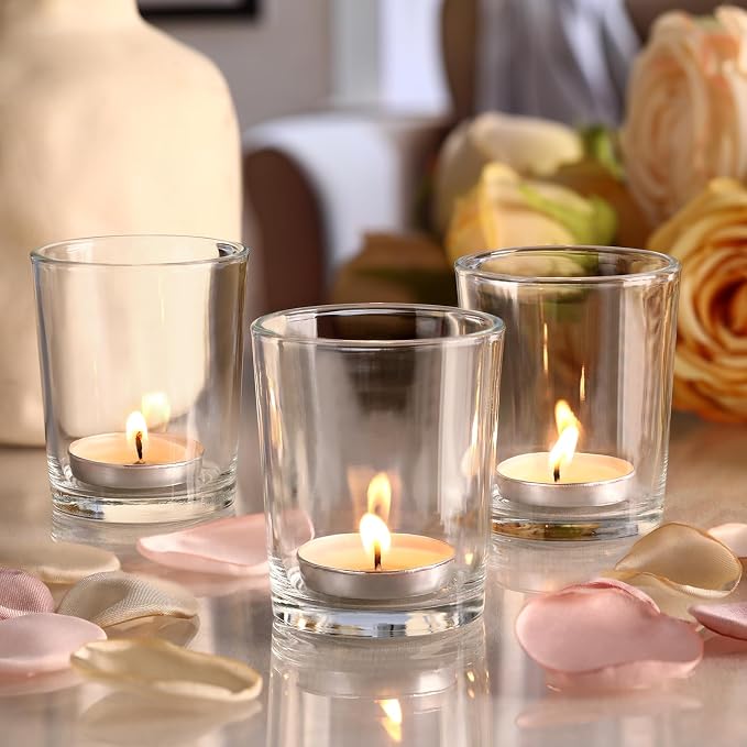 Letine 36-Pack Glass Votive Holders & White Tealights – Clean-Burning Smokeless - Image 7