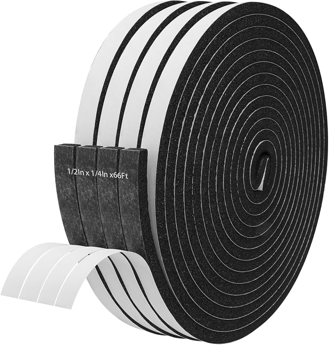 Storystore Weather Stripping Foam Tape, 1/2" x 1/4" x 66 FT Door Seal | by Storystore