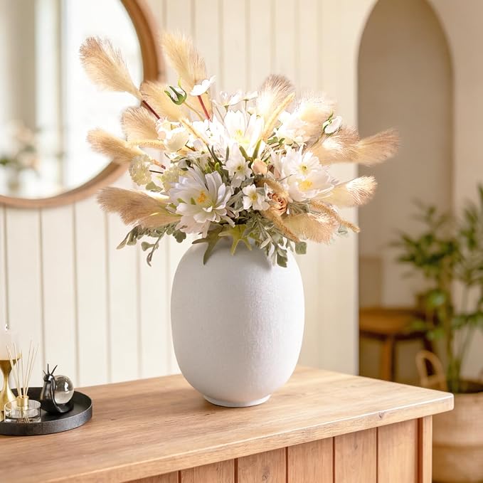 Ceramic Flower Vase Home Decor, 9.8 Inch Rustic Farmhouse Vases - Image 4