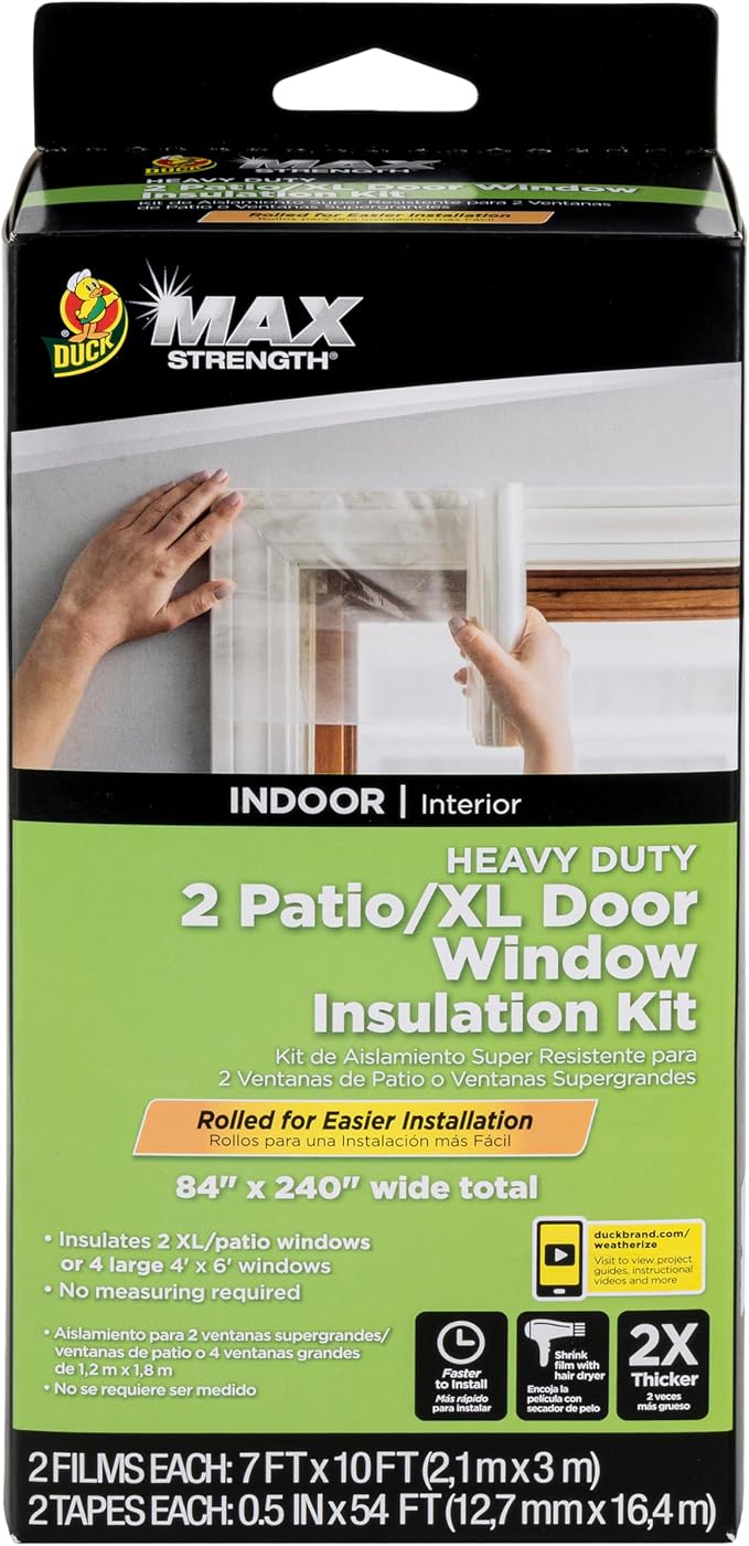 Duck MAX Strength Window Insulation Kit, Fits Patio Doors & Large Windows by DuckBrand