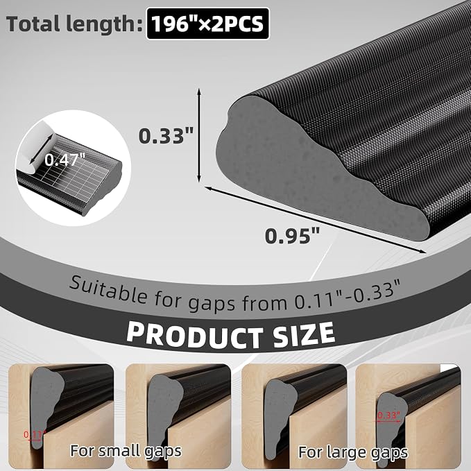 2Pcs×196" Wedge Weather Stripping Door Seal - Image 2