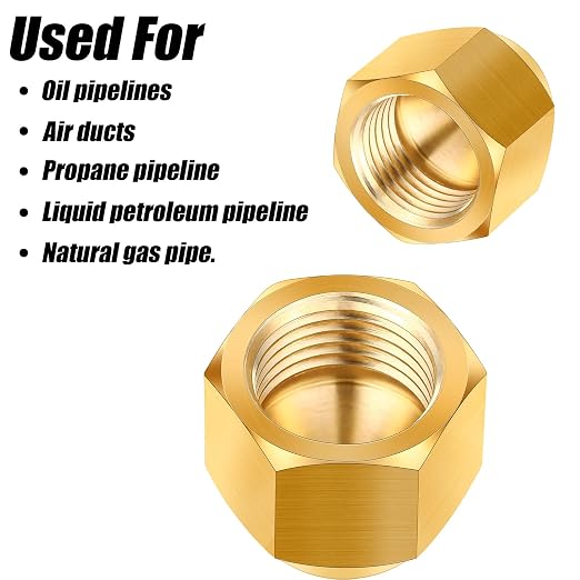 Gisafai 6 Pcs Brass Pipe Caps Compression Cap Stop Valve Sae 45 Degree & Gas - Image 4