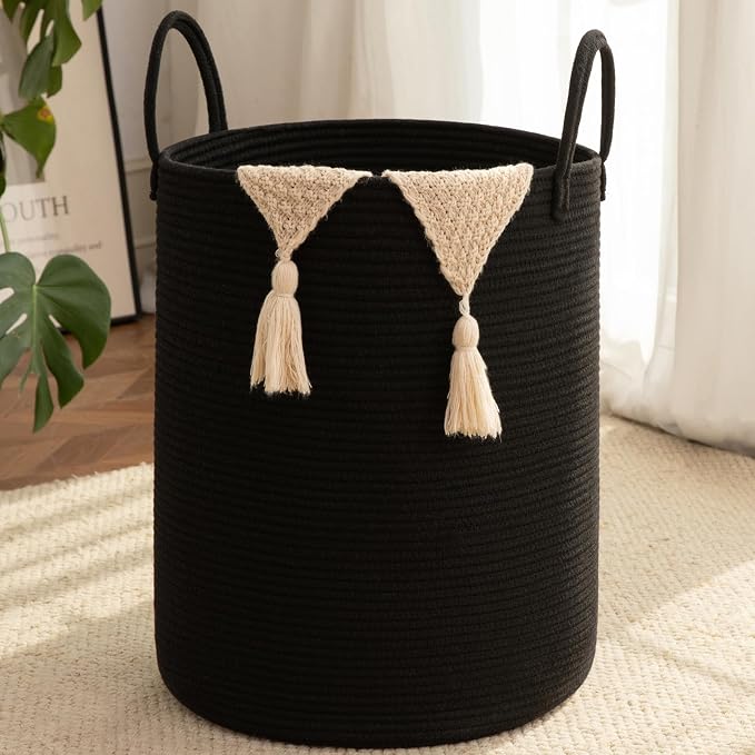OIAHOMY 60L Nursery Hamper Laundry Basket Laundry Hamper Black | collapsible by MasterofSpaceOptimization