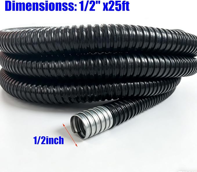 25ft1/2in Flexible Electrical Conduit, PVC-Coated Liquid-Tight, Galvanized - Image 2
