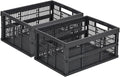 HUUSMOT 2-Pack Collapsible Plastic Storage Baskets, Dark Grey, Space-Saving by HUUSMOT