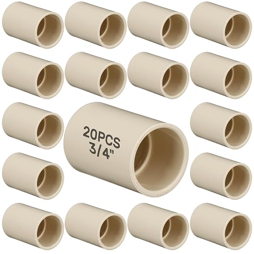20 Pcs 3/4 Inch CPVC Pipe Coupling PVC Fittings Slip to Slip Socket Adapter by Sasylvia